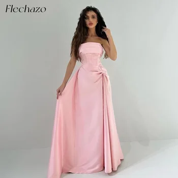 Flechazo/ детские розовые вечерние платья без бретелек длиной до пола, простое элегантное вечернее платье для женщин 2024 г.