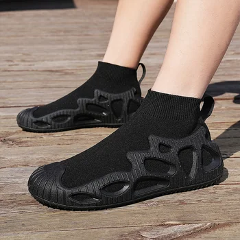 черная летняя мужская обувь из сетчатого материала, легкие кроссовки, спортивная обувь для женщин, модная повседневная обувь для прогулок, дышащие пары, носки, обувь La