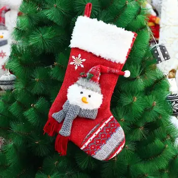 Модный Рождественский чулок, красочные Традиционные Чулки для конфет, Рождественский чулок в виде мультяшной Снежинки