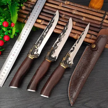 Профессиональный китайский нож шеф-повара из нержавеющей стали 5Cr15 для разделки мяса охотничий нож для улицы Портативный походный нож для разделки фруктов