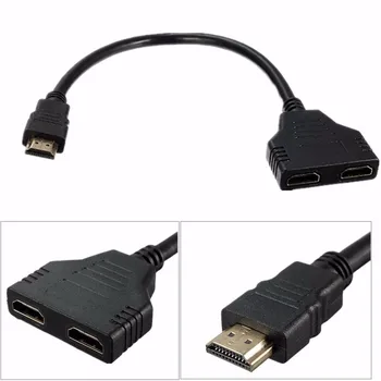 1080p HDMI-совместимый адаптер для передачи сигнала 1 В 2 Выхода Кабель-разветвитель 30 см Портативный высококачественный адаптер-конвертер