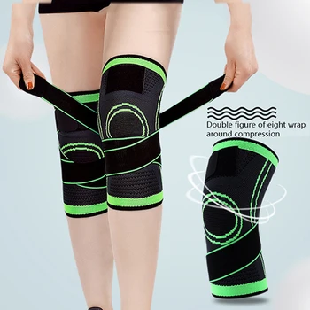 Компрессионный бандаж на колено с 3D-ткацким покрытием для мужчин и женщин, наколенник с регулируемым ремнем для облегчения боли
