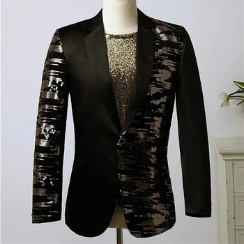 Элегантный блейзер, мужская повседневная куртка для вечеринки, выступления певицы из ночного клуба, пальто с пайетками