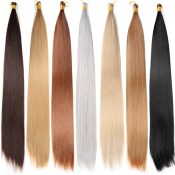 Объемные прямые волосы Пони Bellqueen 22-дюймовые Серые Косички для вязания крючком Пучки Синтетических волос для наращивания для женщин