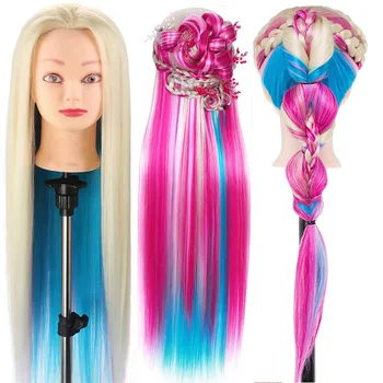 22-Цветная косметологическая кукла-манекен Ручной работы, плетеная коса радужного цвета Для плетения, обучение укладке волос, демонстрация салона Hairart