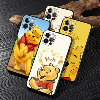 W-Winnie The Pooh Funda Для iphone 14 Case 11 12 13 Pro Max Mini XS X XR 7 8 14 Plus 6S SE Чехлы Мягкая Черная Обложка Милый Мишка Пух