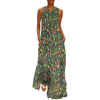 Платье с принтом Волшебных грибов, Летние Лесные гномы, Эстетичные Повседневные Длинные платья, современное женское платье Макси, идея подарка