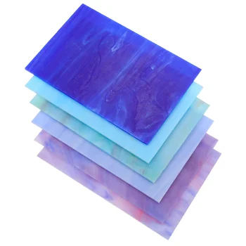 Прозрачные Витражные Листовые Плитки: 6шт Сине-Фиолетового Соборного Цветного Стекла Стеклянная Мозаика Стеклянная Плитка для Витражного Стекла