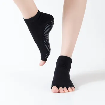 Женские носки для йоги с пятью носками без спинки, дышащие Противоскользящие силиконовые Спортивные носки для пилатеса, гимнастические балетные тапочки для фитнеса, танцевальные