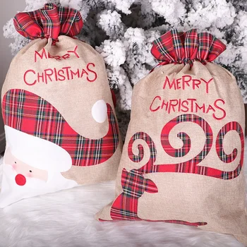 Рождественский мешок с оленем Санта-Клауса, подарочный пакет с завязками, сумка для конфет, рождественское украшение, сумка для Apple, аксессуары для дома