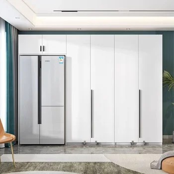 Современный минималистичный буфетный шкаф Встроенный настенный шкаф с высоким потолком Шкаф для домашней кухни Встроенный шкафчик для холодильника