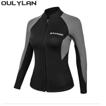 Oulylan 2 мм водолазный костюм Женский, защищающий от холода, куртка с длинным рукавом, водолазный костюм, сохраняющий тепло, купальник для подводного плавания, гидрокостюм для взрослых, молния