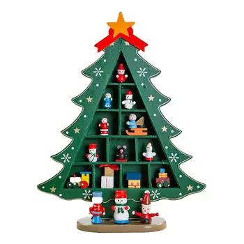 Декор для настольной деревянной Рождественской елки, Деревянная Рождественская елка со звездой и мини-украшениями, Центральные элементы стола в деревенском стиле