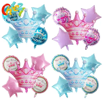 5 шт Большие синие Розовые воздушные шары в виде Короны Принц Принцесса Круглый воздушный шар Украшение Вечеринки по Случаю Дня рождения Гелиевые шары Детские игрушки baby shower