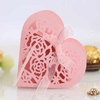 Лента Розовая Лазерная Полая Свадебная Коробка Конфет обручальная свадебная коробка конфет Рождественский подарочный пакет свадебный компаньон подарок взамен