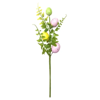 Искусственное пасхальное яйцо спрей зеленых черенков растения орнамент пенопласт проволока 30 см поддельные цветок Пасхальный декор, ветви деревьев 
