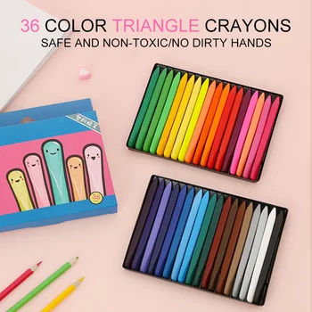 Треугольные карандаши 36 цветов Безопасный нетоксичный треугольный цветной карандаш для студентов, детей, детей в качестве лучшего подарка