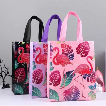 1 шт. Модная подарочная сумка с принтом Фламинго, Тканая Хозяйственная сумка, Водонепроницаемый Органайзер для хранения, Рождественский подарок для покупателей