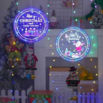 2024 Новогодний Декор 3D Диск Подвесной Светильник LED Санта Клаус Елка Музыкальный Свет Рождественское Украшение Дома Свет Navidad Подарки Noel
