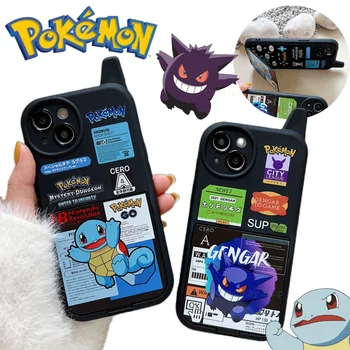 Чехол для телефона Pokemon Squirtle Gengar для Iphone 14 13 12 11 Pro Max 14 Plus Силиконовый Противоударный Защитный Мягкий Чехол с Зеркалом