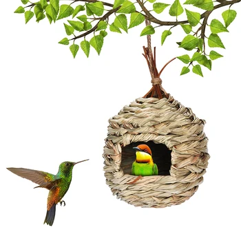 Новый Сферический домик колибри, Креативное украшение для садоводства, соломенный домик для птиц для домашних животных