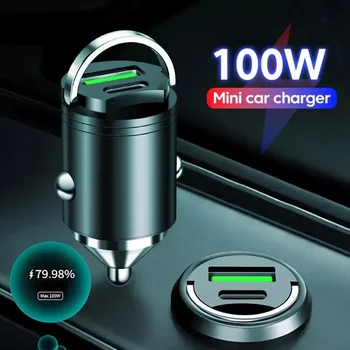100 Вт/30 Вт Mini USB C Автомобильное Зарядное Устройство PD Super Fast Charging Adapter для iPhone 14 Pro Max 13 12 11 Plus Sumsung iPad