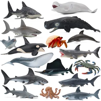 20 см Морские Животные Фигурка Океан Мир Учебные Пособия Модель Синий Кит Дельфин Миниатюрный Биологическое Образование Акула Игрушка Для Детей