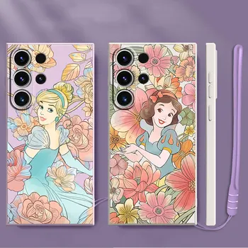 Чехол для Samsung Galaxy S8 S20 FE S21 S23 Ultra 5G Note 20 Ultra 10 Plus S22 Квадратный Жидкий Чехол Disney Princess Snow White