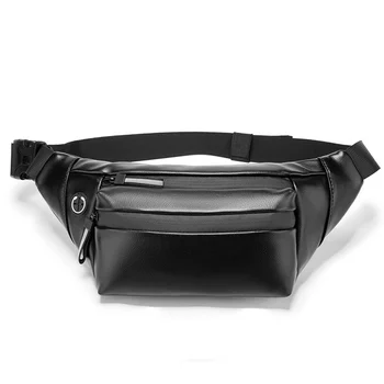 Высококачественная поясная сумка из мягкой искусственной кожи для мужчин 2024, новые модные мужские сумки на ремне, черная поясная сумка унисекс, водонепроницаемая нагрудная сумка