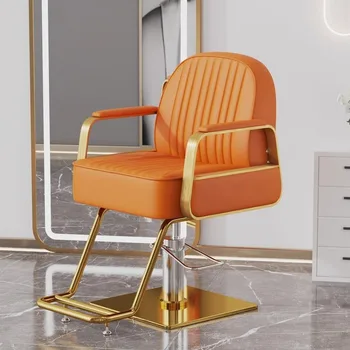 Косметические Парикмахерские кресла с откидной спинкой, Поворотные Профессиональные металлические кресла для стилистов, Удобная мебель для парикмахерской Silla Barberia