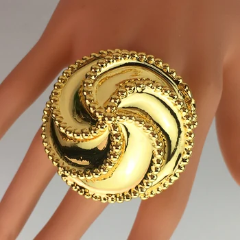 Yuminglai Высококачественное Женское Праздничное Кольцо 18 Карат-Настоящее Позолоченное Кольцо Для Женщин Бесплатная Доставка, Большое Кольцо С Преувеличением, Подарок FHK16710