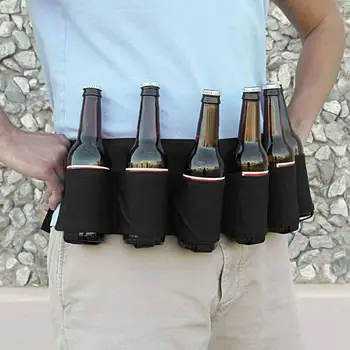 Удобный портативный ремень для напитков с несколькими отделениями, сумка-органайзер для пивных бутылок, принадлежности для кемпинга, держатель для пивных банок на ремне