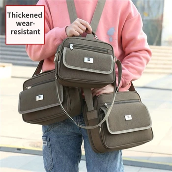 Высококачественная мужская холщовая сумка через плечо, износостойкая и утолщенная сумка через плечо, множество карманов, сумка большой емкости