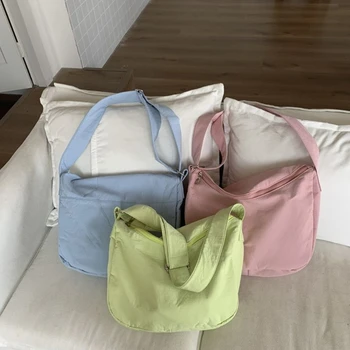 Новая женская сумка через плечо с регулируемым ремнем, сумки для клецек, повседневные нейлоновые сумки через плечо на молнии, модные однотонные сумки для отдыха