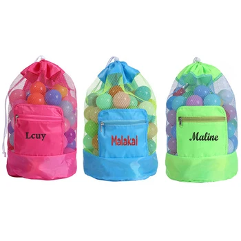 Изготовленная на заказ детская пляжная сумка для плавания с вышитым названием Ocean Ball Сумка для хранения Пляжная дорожная уличная сетчатая сумка с названием