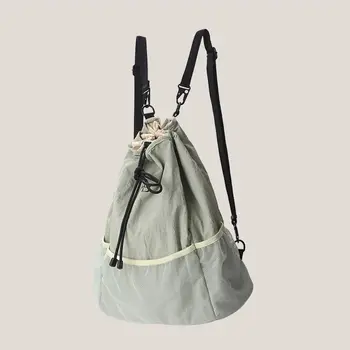 Легкий простой женский рюкзак с завязками, однотонная нейлоновая школьная сумка для ноутбука, повседневная сумка для девочек в корейском стиле