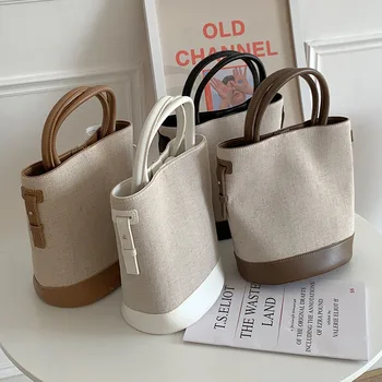 Роскошная брендовая сумка большой вместимости, женская сумка через плечо 2023, простая холщовая сумка для отдыха, сумка-мешок
