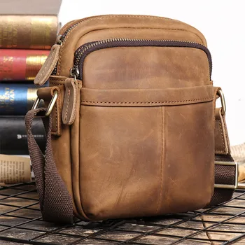 Роскошная мужская сумка через плечо из натуральной кожи, удобная сумка Mesenger для путешествий, мужская маленькая сумка для телефона, мужская сумка через плечо из натуральной кожи