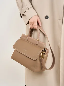 Модная женская сумка-тоут от люксового бренда с разрезом через плечо, простая сумка из воловьей кожи, вместительная сумка для пригородных поездок.
