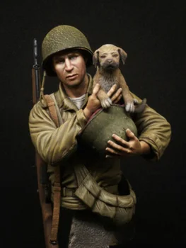 Новый в разобранном виде бюст пехотинца США 1/9, спасающего собаку, Фигурка из смолы, неокрашенный модельный комплект