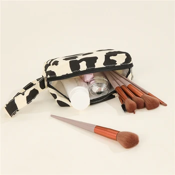 Женская косметичка в стиле ретро, простой клетчатый пенал для девочек, леопардовый принт, женская сумка для хранения губной помады, маленький кошелек