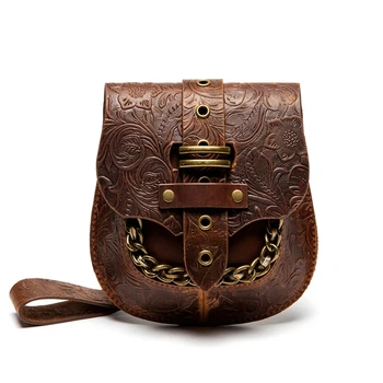 Сумка через плечо в стиле стимпанк, поясная сумка с тиснением на цепочке, сумка через плечо для тематической вечеринки