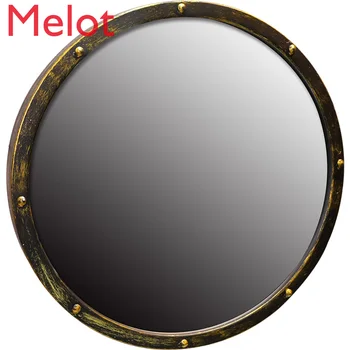 Зеркало для умывальника в стиле ретро, антикварное круглое зеркало для ванной комнаты, художественное круглое зеркало для мытья посуды