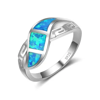 Новый дизайн Corss Мозаика в форме волны, специальное кольцо с кристаллом из опала, ювелирный аксессуар из настоящего серебра 925 пробы, женское кольцо для леди