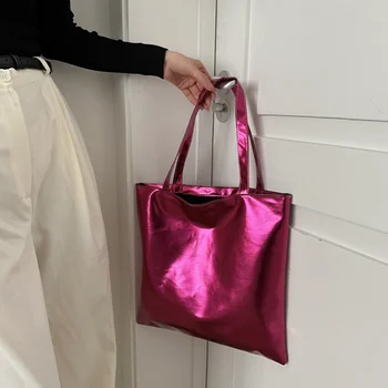 Красочные повседневные женские кошельки, стильные сумки, женские блестящие сумки из искусственной кожи, сумки для покупок, простые сумки для девочек