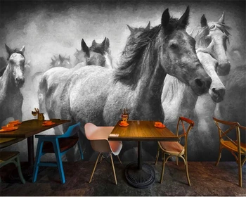 Европейские 3D обои Beibehang летающий конь черно-белая живопись креативный фон настенная роспись обои Декоративные фрески
